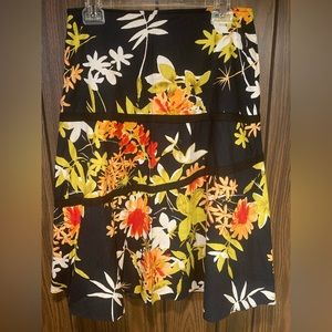 Mix Nouveau Black MIDI Skirt with Orange/Yellow/White Flowers